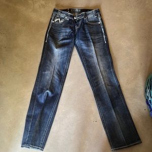 Rock And Roll riding jeans size 27x34. Low rise